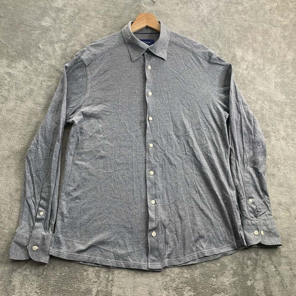 Eton Dress Shirt Mens Large Gray Knit Contemporary Business Casual Preppy Cotton